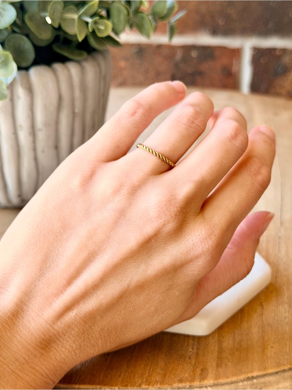 Braided Gold Ring-size 8 - Picture 2 of 4